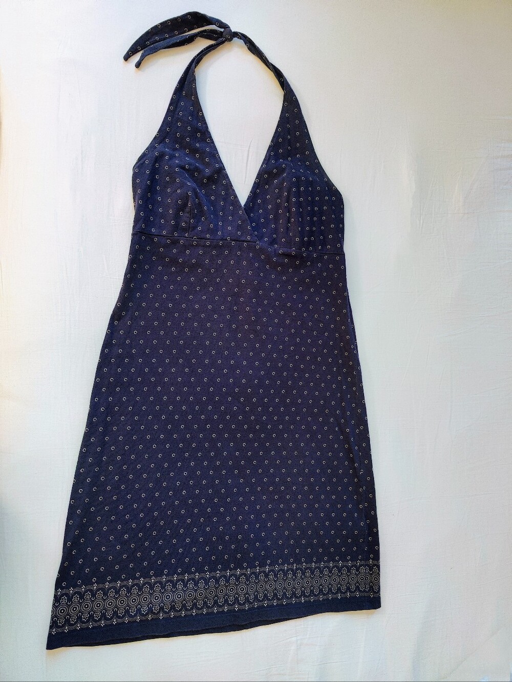 Ralph Lauren Halter Dress 100% Cotton Cottagecore Boho Chic Coquette Girl Navy
